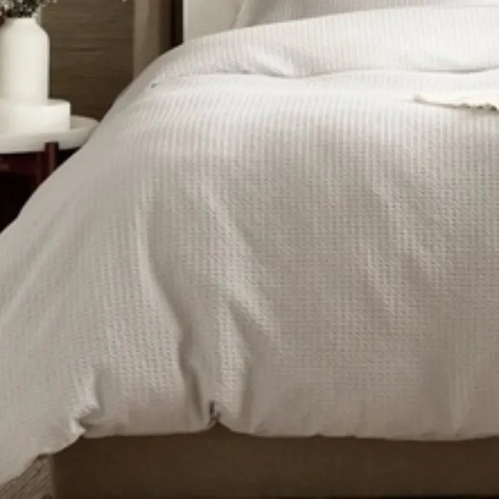 NWT Quince Organic Luxe Honeycomb Twin Duvet Cover in Light Grey